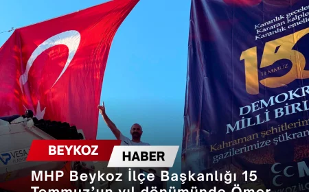 MHP Beykoz İlçe Başkanlığı 15 Temmuz’un yıl dönümünde Ömer Halisdemir pankartıyla şehitleri andı