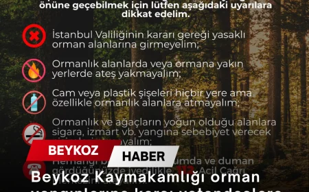 Beykoz Kaymakamlığı orman yangınlarına karşı vatandaşlara duyarlılık çağrısı yaptı