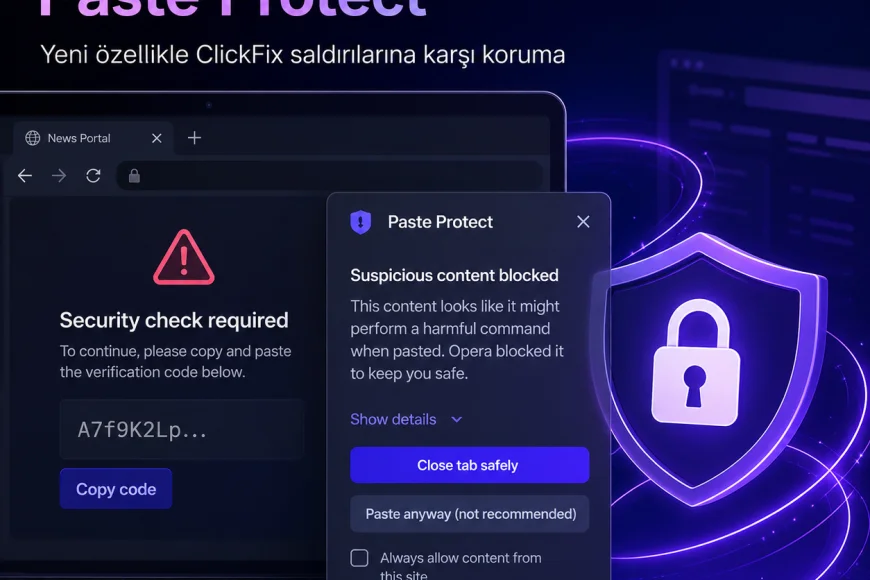 Opera, ClickFix saldırılarına karşı geliştirilen Paste Protect güvenlik özelliğini kullanıma sundu