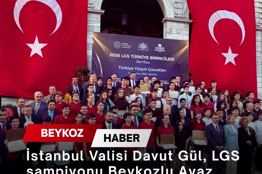 İstanbul Valisi Davut Gül, LGS şampiyonu Beykozlu Ayaz Çetin’e ödülünü takdim etti
