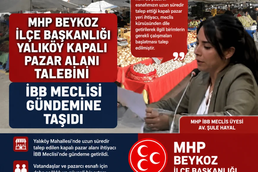 MHP Beykoz İlçe Başkanlığı Yalıköy Kapalı Pazar Alanı Talebini İBB Meclisi Gündemine Taşıdı