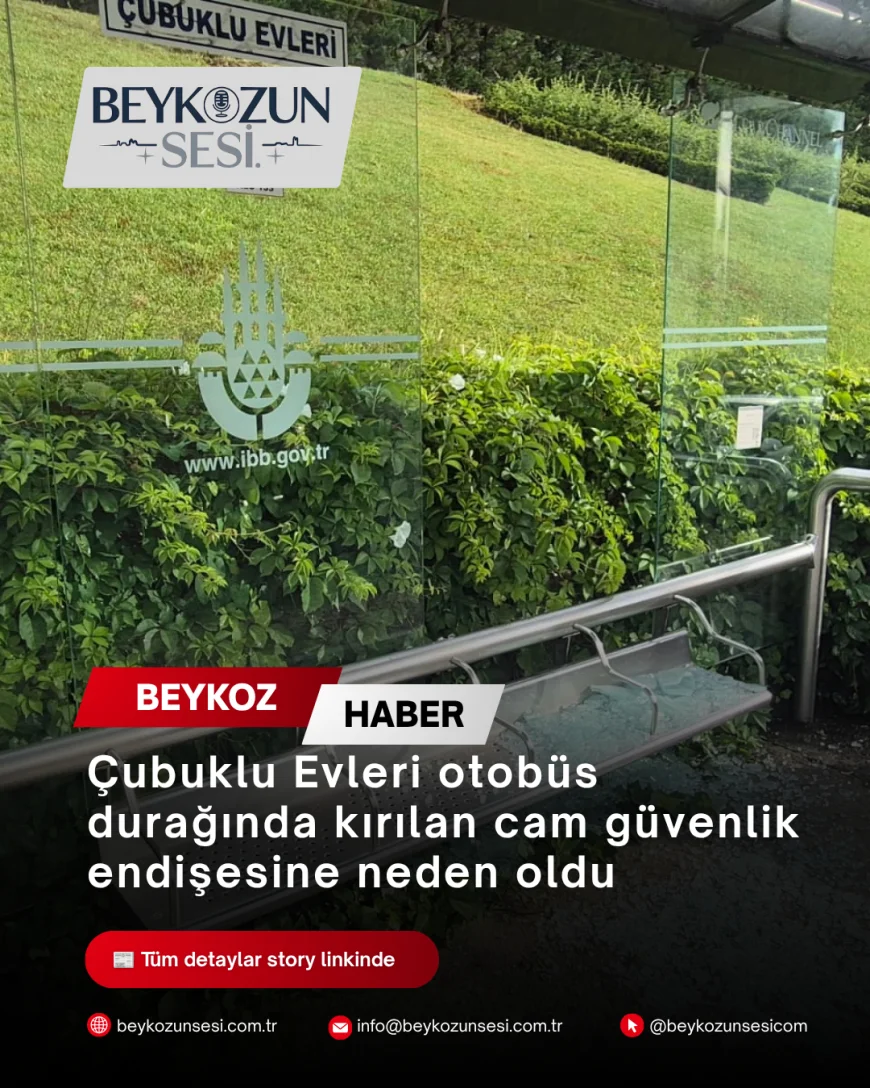 Çubuklu Evleri otobüs durağında kırılan cam güvenlik endişesine neden oldu