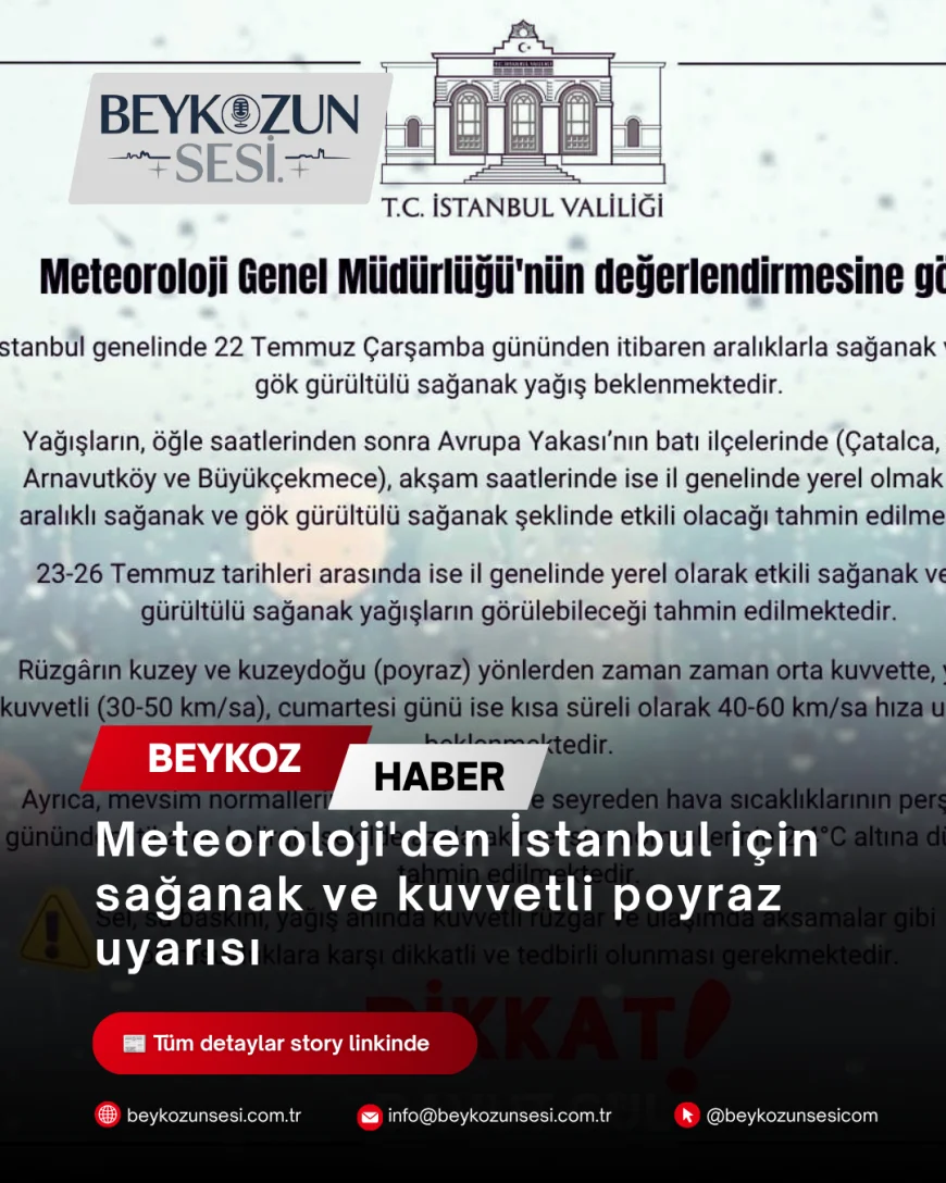 Meteoroloji'den İstanbul için sağanak ve kuvvetli poyraz uyarısı