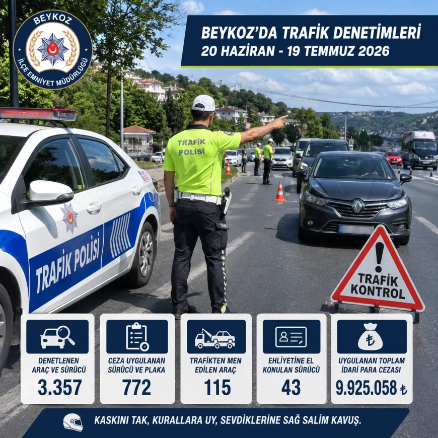 Beykoz'da Trafik Denetimlerinde 3 Bin 357 Araç Kontrol Edildi, 9,9 Milyon Lirayı Aşan Ceza Uygulandı