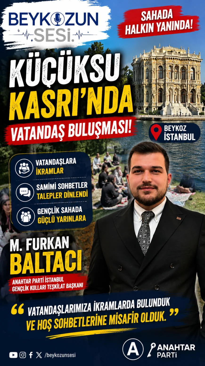 Anahtar Parti İstanbul Gençlik Kolları Teşkilat Başkanı M. Furkan Baltacı: “Vatandaşlarımıza ikramlarda bulunduk ve hoş sohbetlerine misafir olduk”
