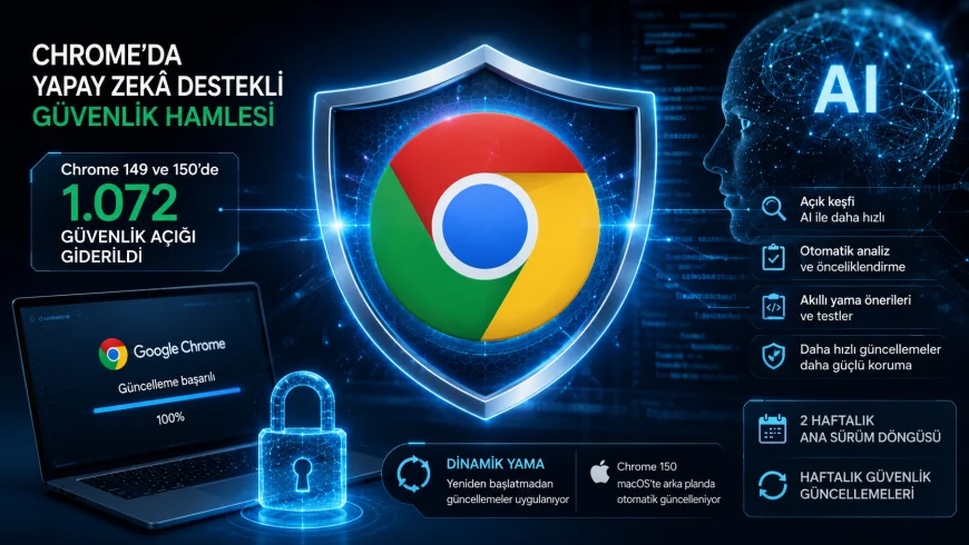 Google: “Yapay zekâ destekli güvenlik çalışmalarıyla Chrome’un iki sürümünde 1.072 güvenlik açığı giderildi”