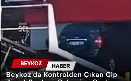 Beykoz'da Kontrolden Çıkan Cip Ziraat Bankası Şubesine Girdi, Kazada Büyük Maddi Hasar Oluştu
