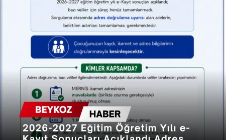 2026-2027 Eğitim Öğretim Yılı e-Kayıt Sonuçları Açıklandı Adres Doğrulama Uyarısı Alan Veliler İçin Son Tarih 14 Ağustos