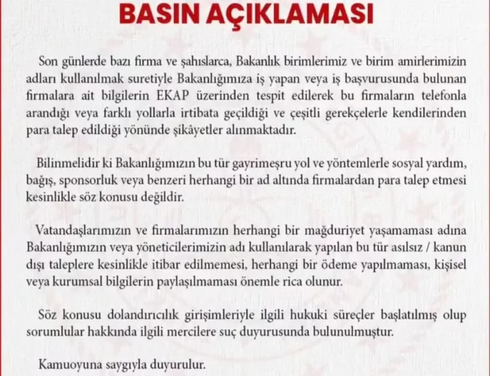Sağlık Bakanlığından firmalara dolandırıcılık uyarısı: Bakanlık ve yönetici adları kullanılarak para talep ediliyor