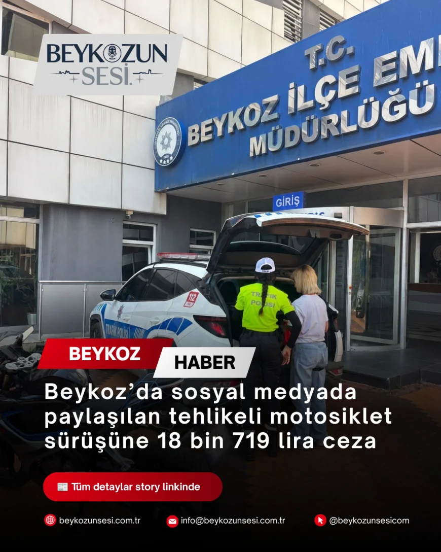 Beykoz’da sosyal medyada paylaşılan tehlikeli motosiklet sürüşüne 18 bin 719 lira ceza