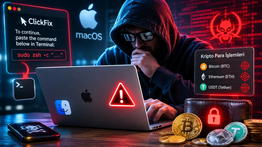 ClickFix saldırısıyla macOS kullanıcılarına bulaşan zararlı yazılım kripto para işlemlerini hedef aldı