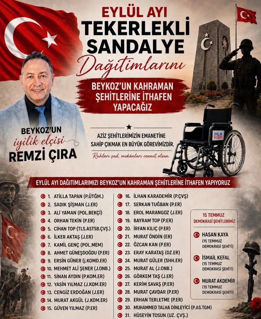 Beykoz’un İyilik Elçisi Remzi Çıra: “Eylül ayında iyiliği şehitlerimizin aziz hatıralarıyla çoğaltacağız”