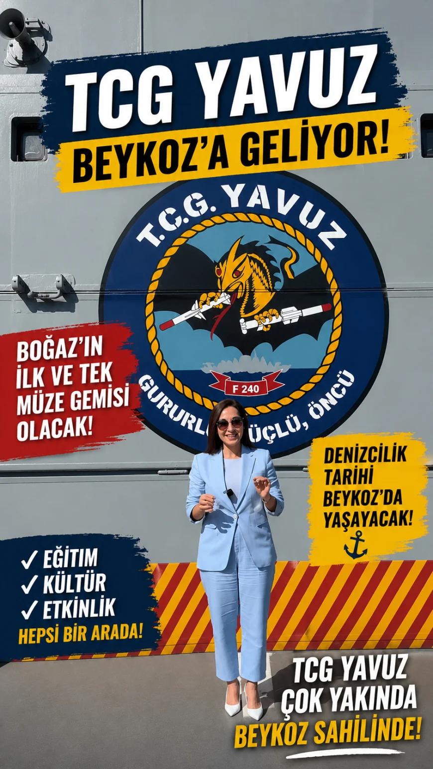 Beykoz Belediye Başkan Vekili Özlem Vural Gürzel: “TCG Yavuz Boğaz’ın ilk ve tek müze gemisi olacak”