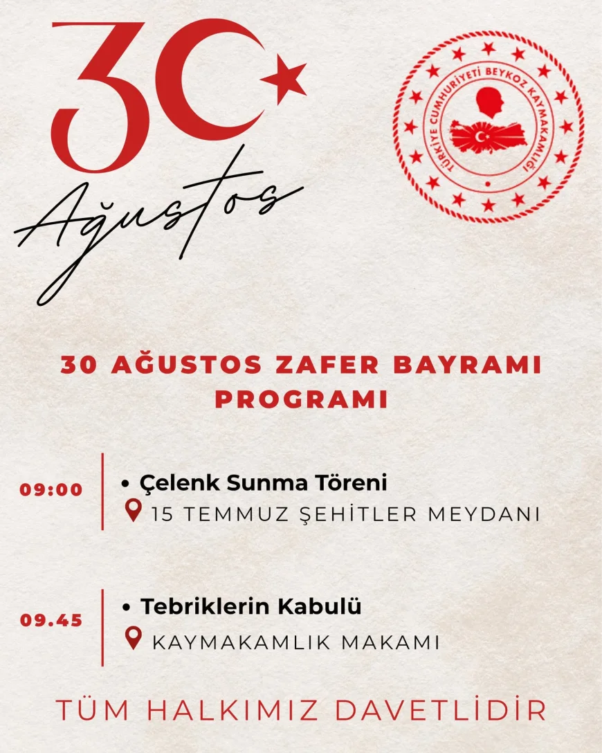 30 Ağustos Zafer Bayramı’nın 104. Yıl Dönümü Törenlerle Kutlanacak