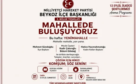MHP Beykoz İlçe Başkanlığı Yenimahalle’de vatandaşlarla buluşacak