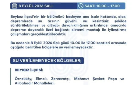 Beykoz’da 5 mahallede 8 Eylül Salı günü 7 saatlik su kesintisi uygulanacak