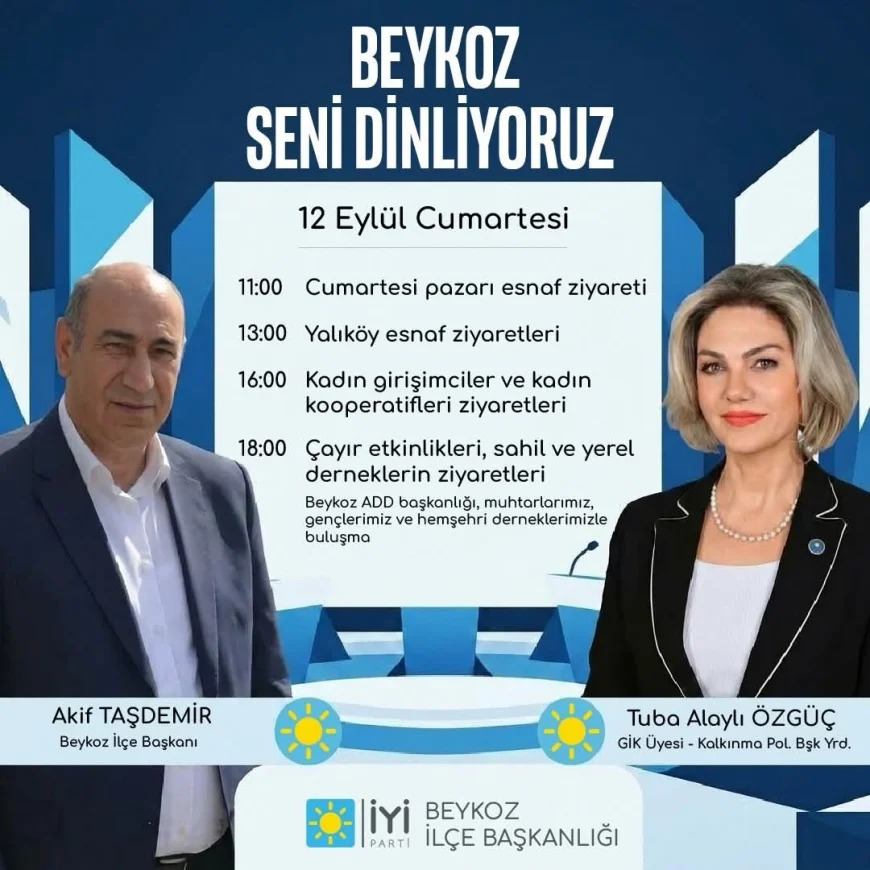 İYİ Parti Beykoz İlçe Başkanlığı ilçenin farklı noktalarında vatandaş ve esnafla buluşacak