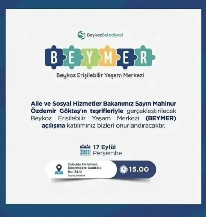 Beykoz Erişilebilir Yaşam Merkezi BEYMER 17 Eylül’de Bakan Mahinur Özdemir Göktaş’ın katılımıyla açılacak