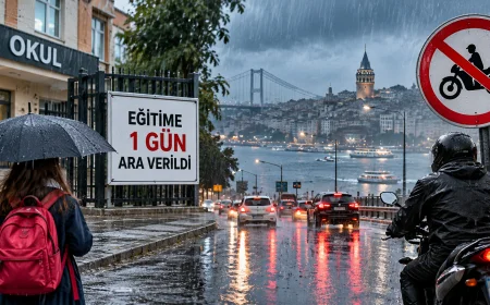 İstanbul Valiliği Yoğun Yağış Nedeniyle Eğitime Bir Gün Ara Verdi, Motosikletlerin Trafiğe Çıkışını Yasakladı