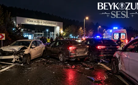 İstanbul Beykoz’da Türk-Alman Üniversitesi Dönüş Yolunda 4 Araçlı Trafik Kazası Meydana Geldi