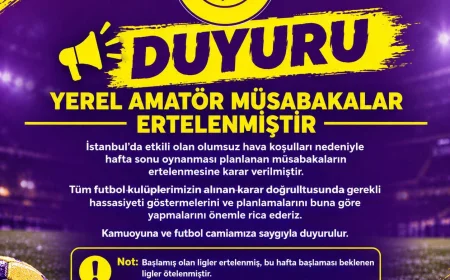 Çubuklu Spor Kulübü Duyurdu: İstanbul’da Olumsuz Hava Koşulları Nedeniyle Amatör Futbol Maçları Ertelendi