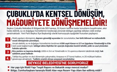 Yeni Parti Beykoz İlçe Başkan Yardımcısı Muharrem Sucuoğlu: “Çubuklu’da kentsel dönüşüm mağduriyete dönüşmemelidir”