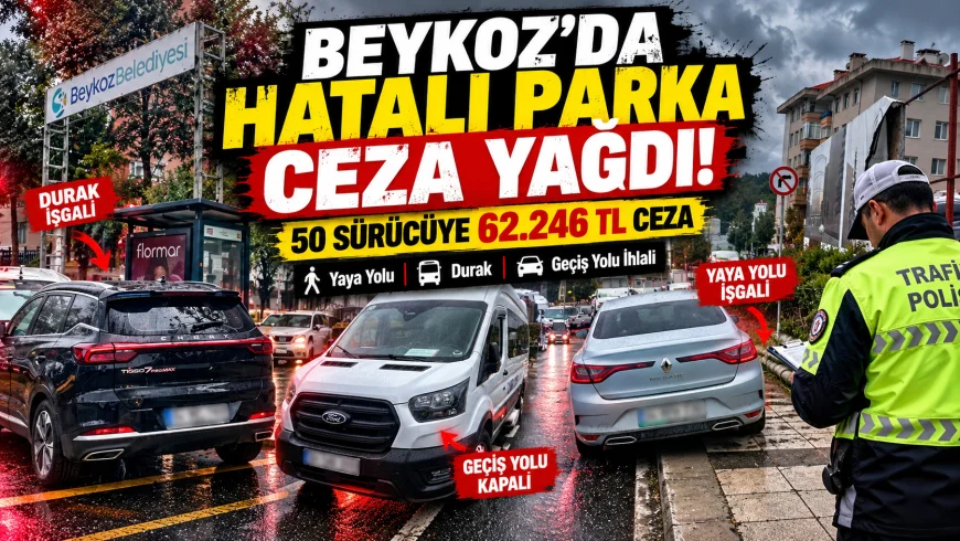 Beykoz’da Hatalı Park Denetiminde 50 Sürücüye 62 Bin 246 Lira Ceza Uygulandı